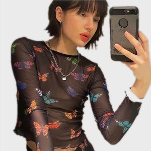 Summer Appeal Lace butterfly Short Sleeve Blouse